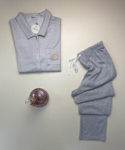 Alternative view of Pyjama boutonnée manche longue "Gris"