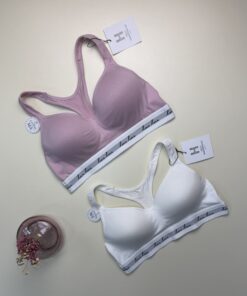 Alternative view of Pack de 2 brassières en coton - H -  "Bois de Rose / Blanc"