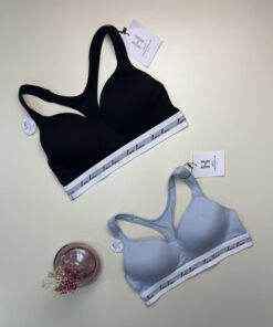 Alternative view of Pack de 2 brassières en coton - H -  "Bleu / Noir"