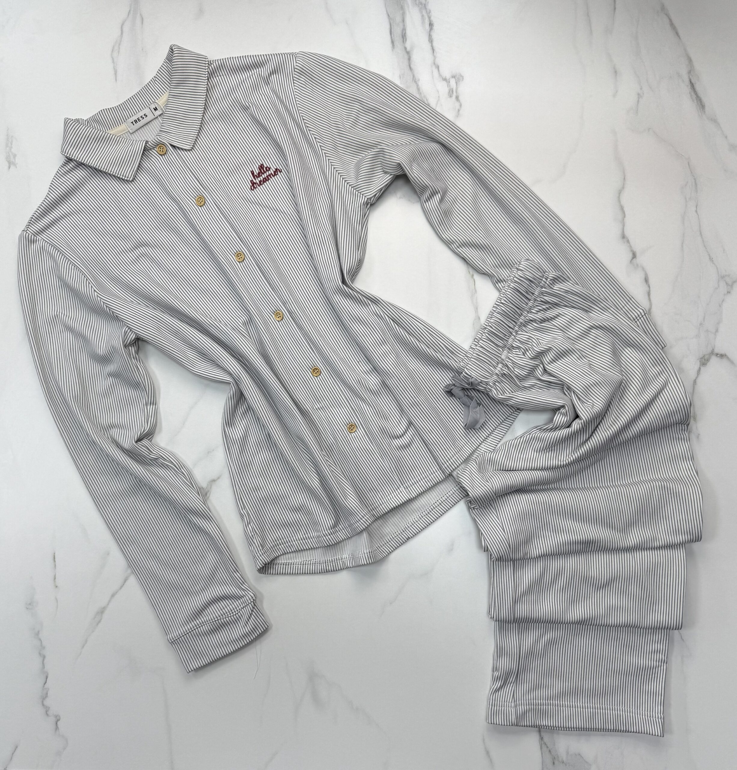 Pyjama Boutonnée "Gris à rayures"