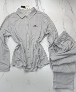 Alternative view of Pyjama Boutonnée "Gris à rayures"