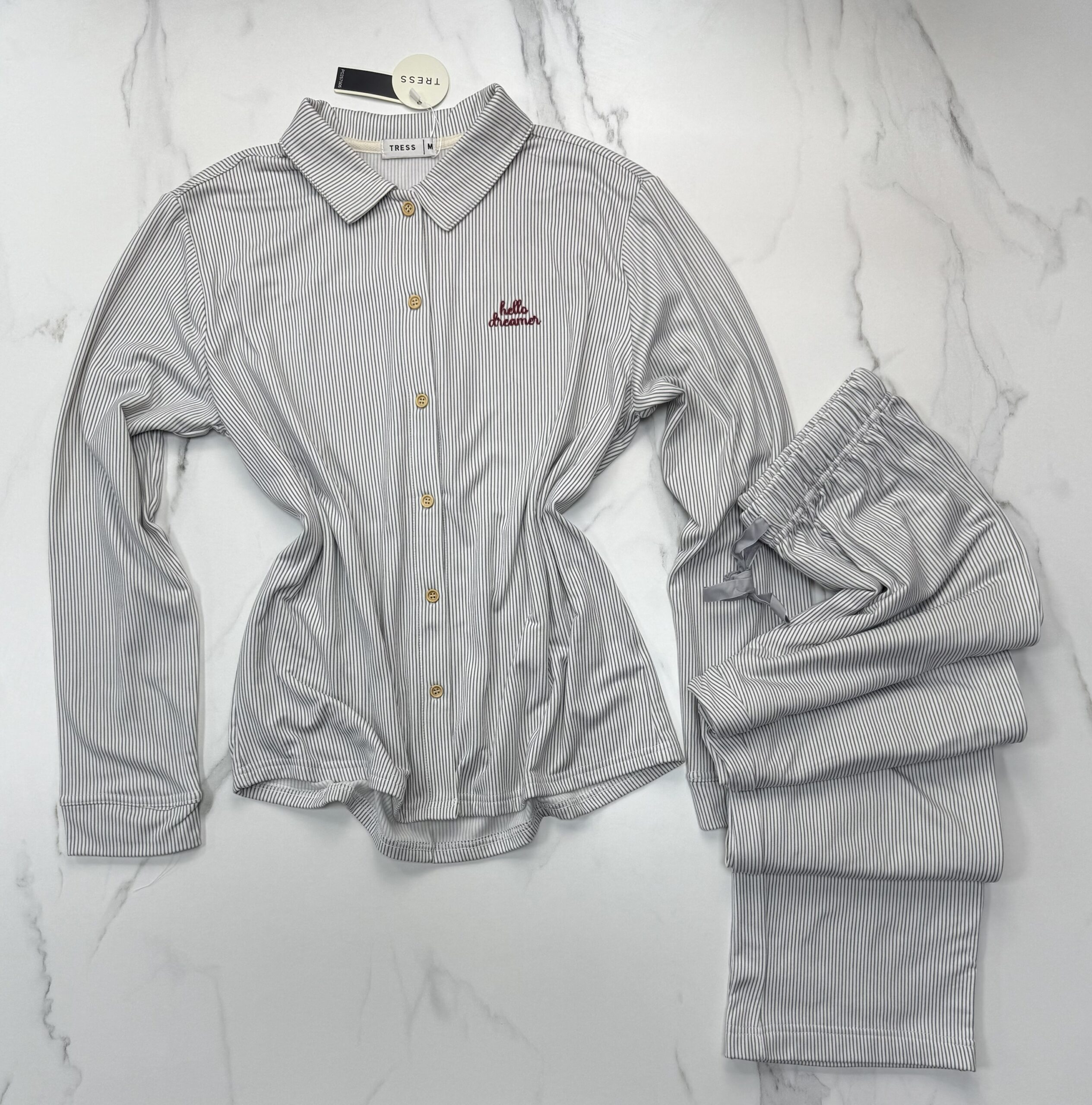 Pyjama Boutonnée "Gris à rayures" – Image 2
