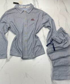 Alternative view of Pyjama Boutonnée "Bleu à rayures"