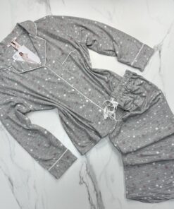 Pyjama manche longue boutonnée "Gris étoile"
