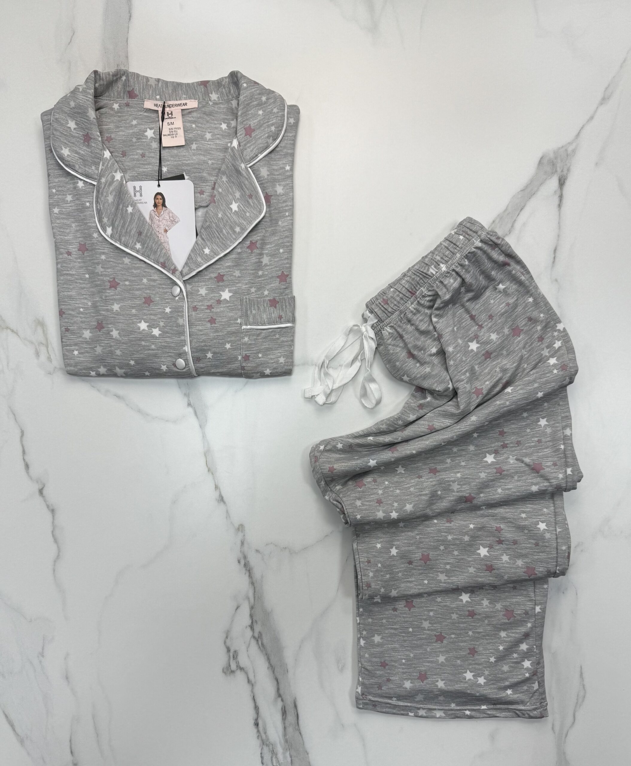 Pyjama manche longue boutonnée "Gris étoile" – Image 2