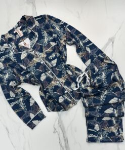 Pyjama manche longue boutonnée "Bleu papillon"