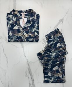 Alternative view of Pyjama manche longue boutonnée "Bleu papillon"