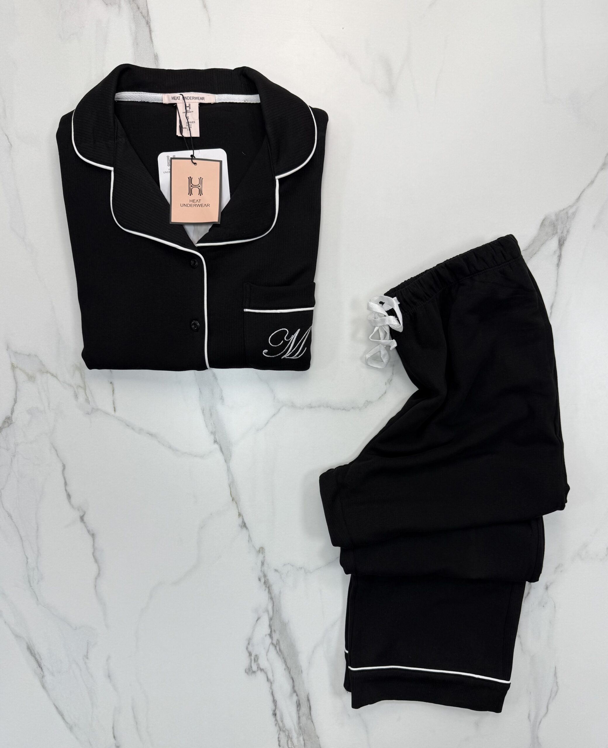 Pyjama boutonné haut manche longue " Noir " – Image 2