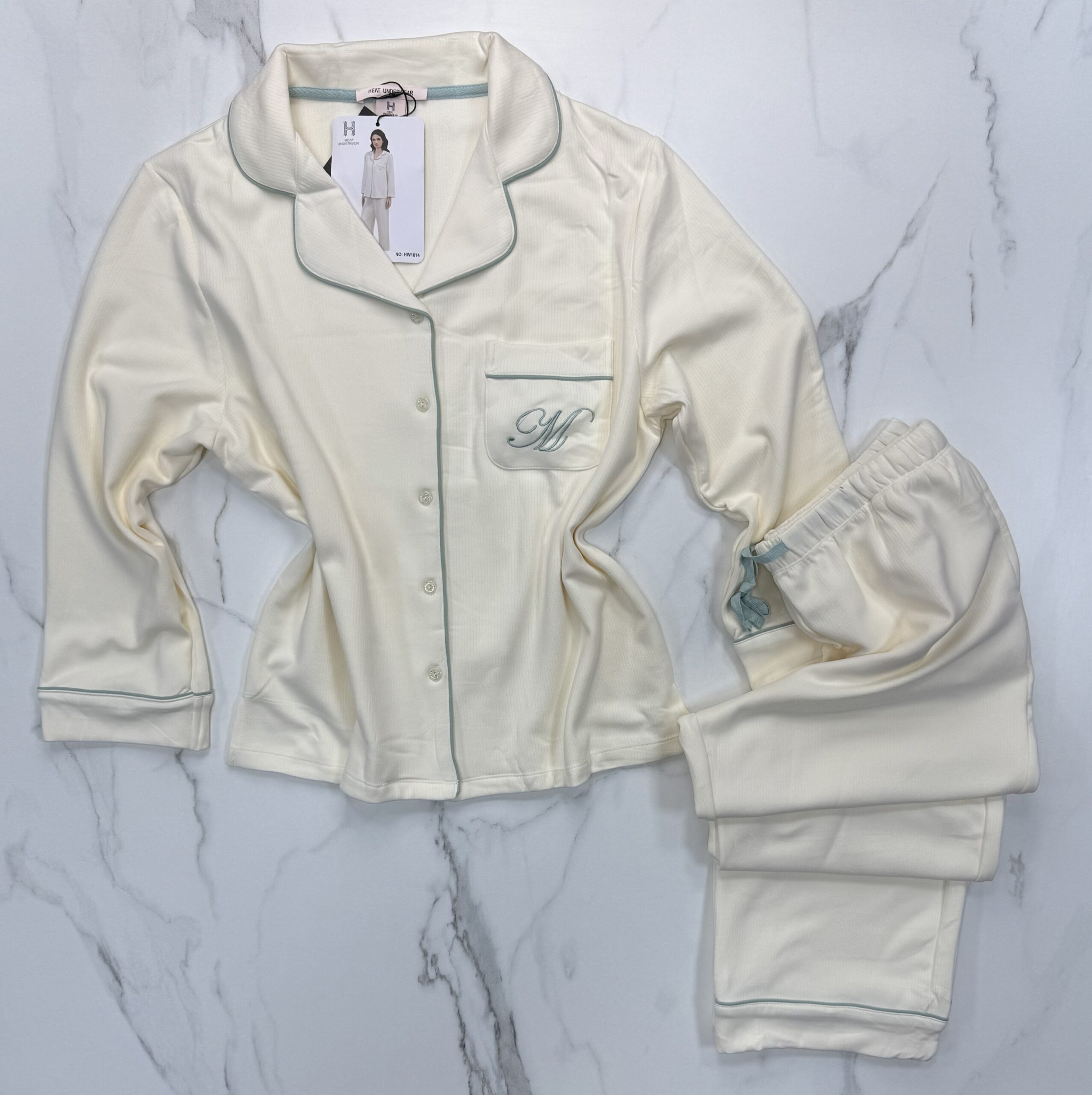 Pyjama boutonné haut manche longue " Blanc " – Image 3