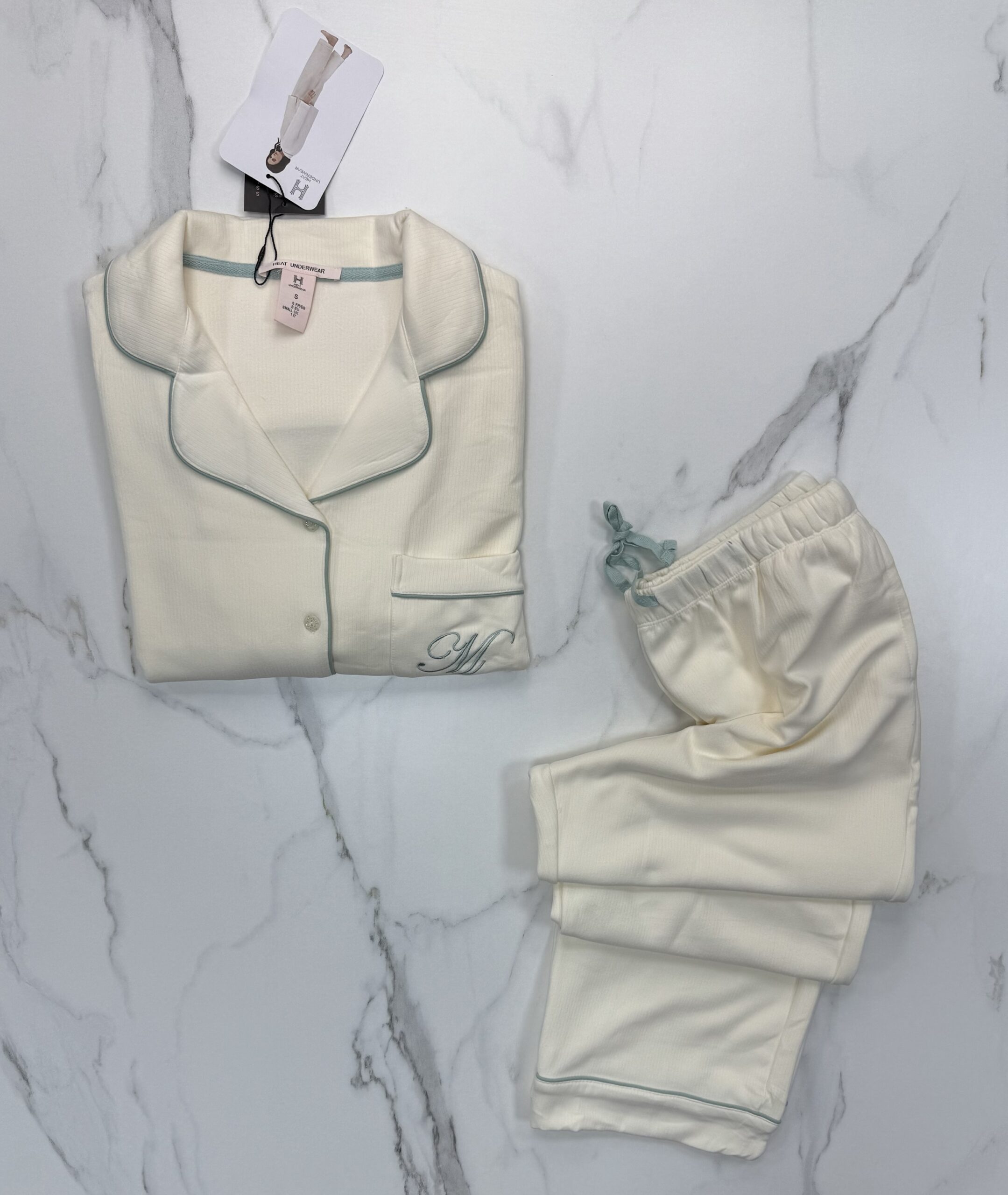 Pyjama boutonné haut manche longue " Blanc " – Image 2