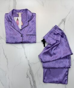 Alternative view of Pyjama boutonnée en satin "Mauve"