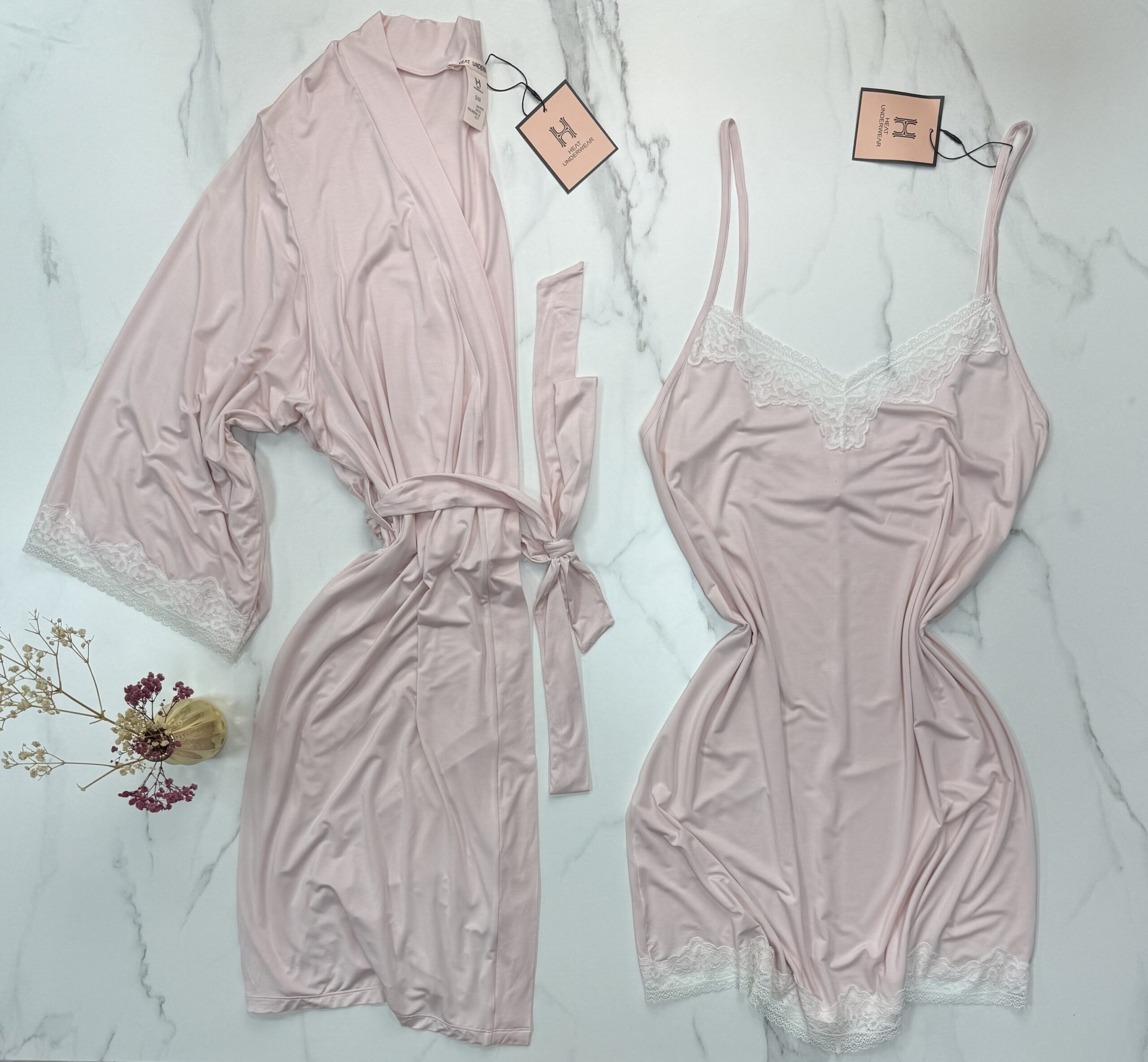 Ensemble nuisette peignoir "Rose"