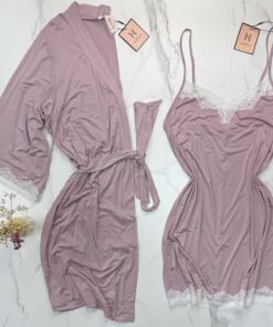 Ensemble nuisette peignoir "Bois de rose"
