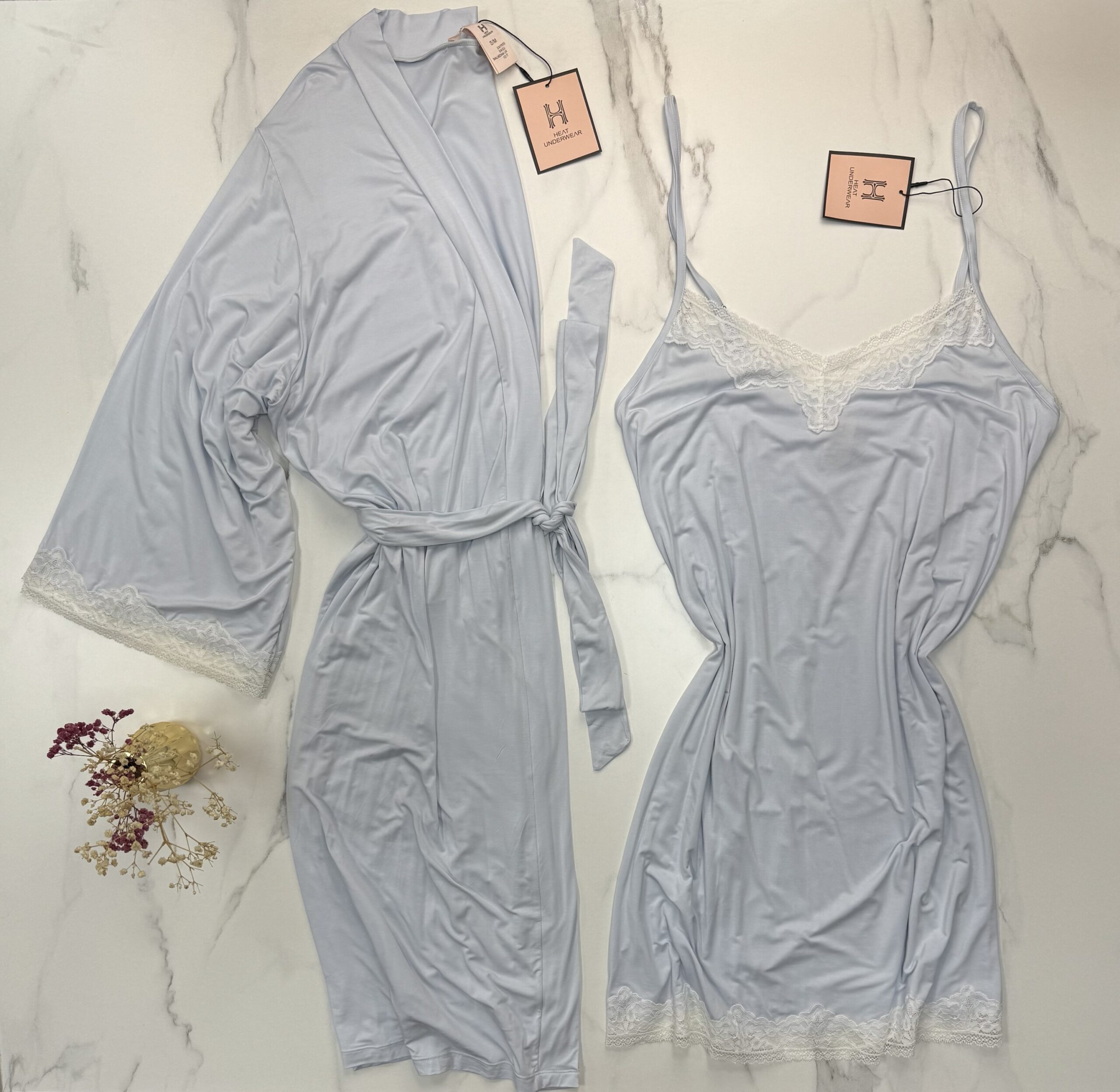 Ensemble nuisette peignoir "Bleu"