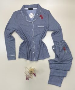 Alternative view of Pyjama boutonné "Bleu nuit"