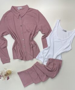 Pyjama 3 pcs boutonné "Rose"