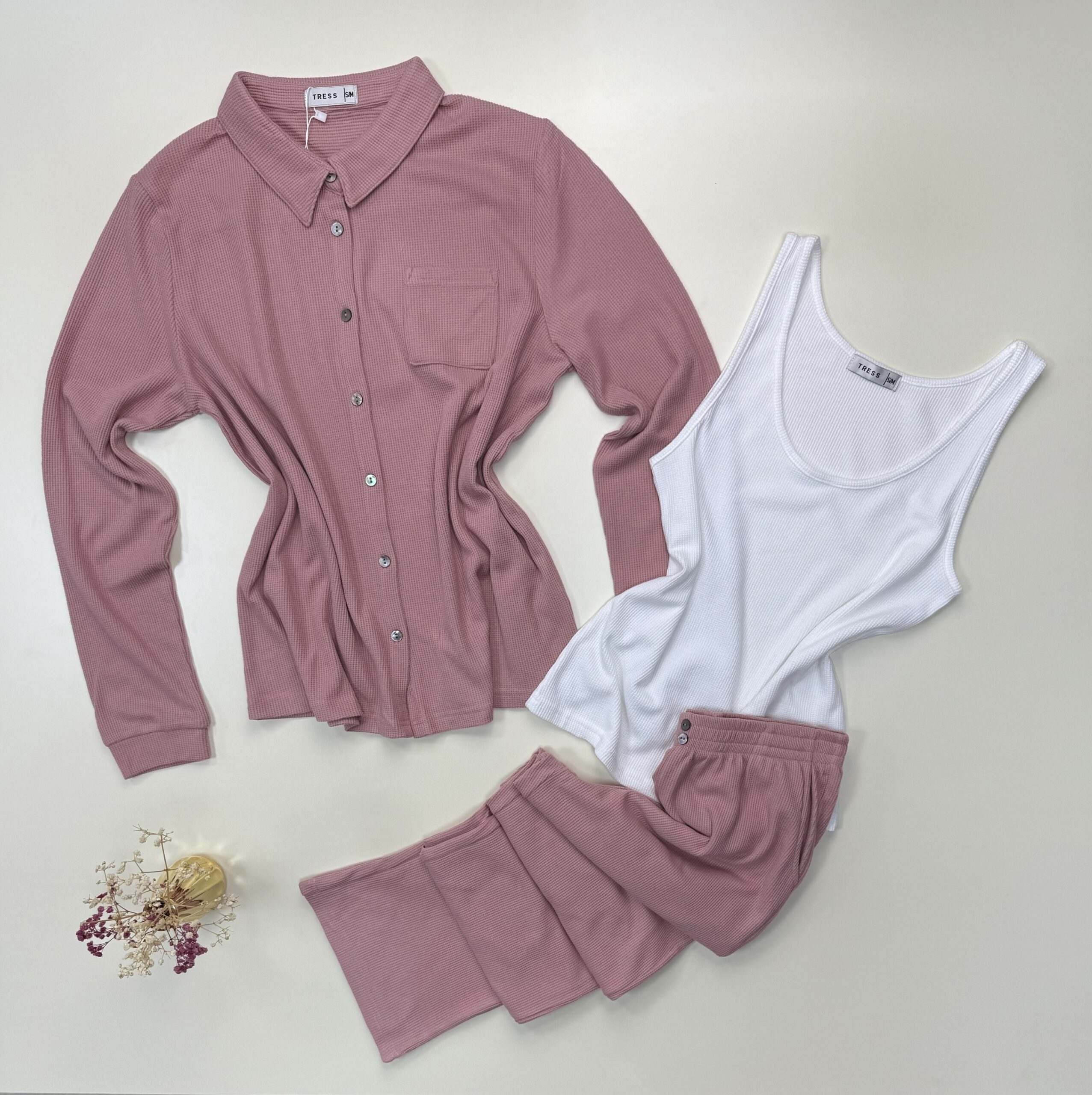 Pyjama 3 pcs boutonné "Rose"