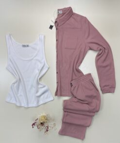 Alternative view of Pyjama 3 pcs boutonné "Rose"