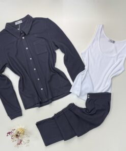 Pyjama 3 pcs boutonné "Gris"