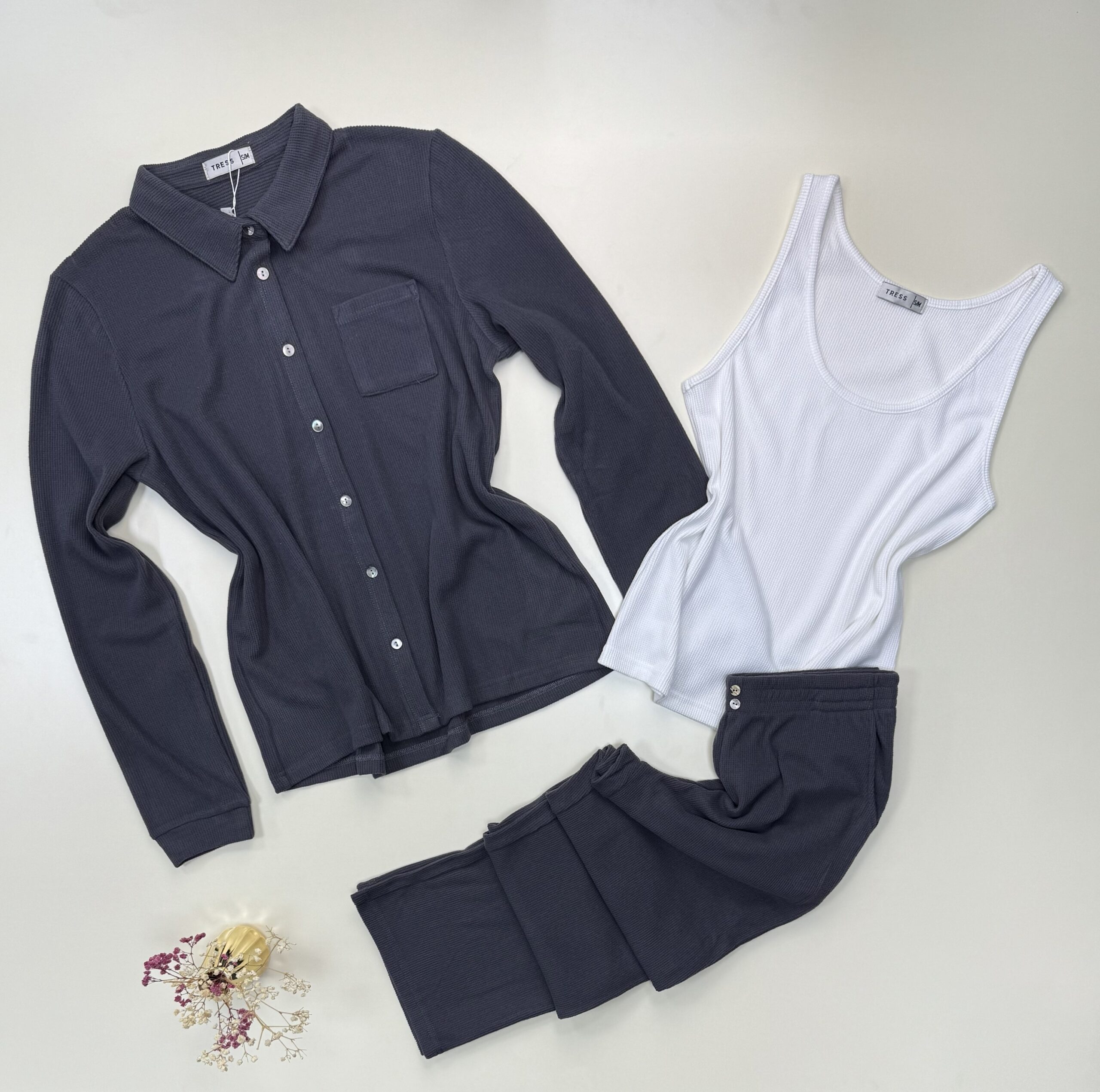 Pyjama 3 pcs boutonné "Gris"