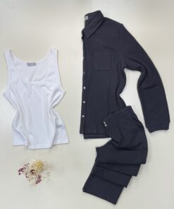 Alternative view of Pyjama 3 pcs boutonné "Gris"