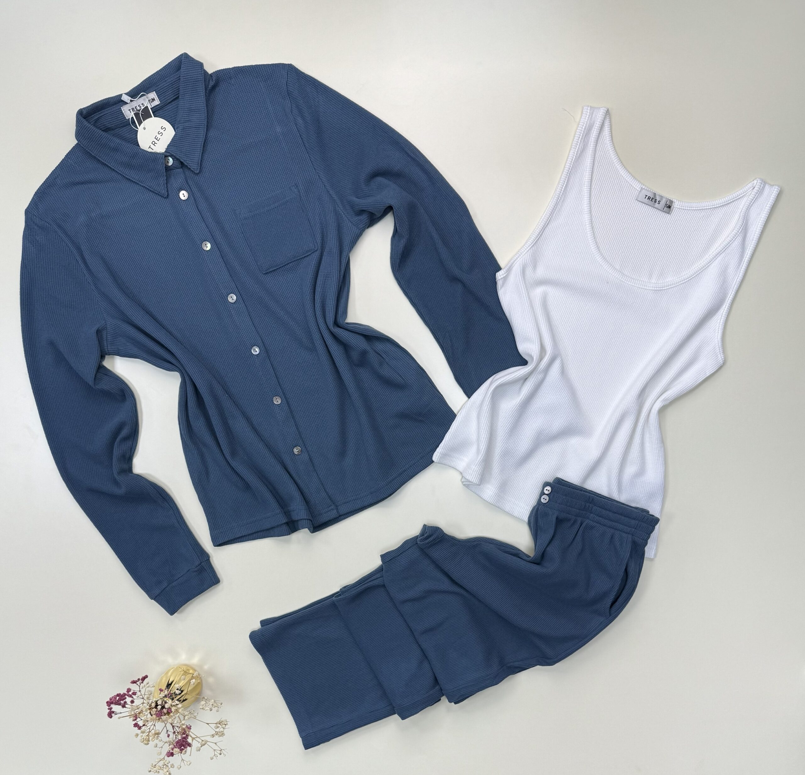 Pyjama 3 pcs boutonné "Bleu vert"