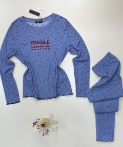 Alternative view of Pyjama pantalon haut manche longue " Bleu clair "