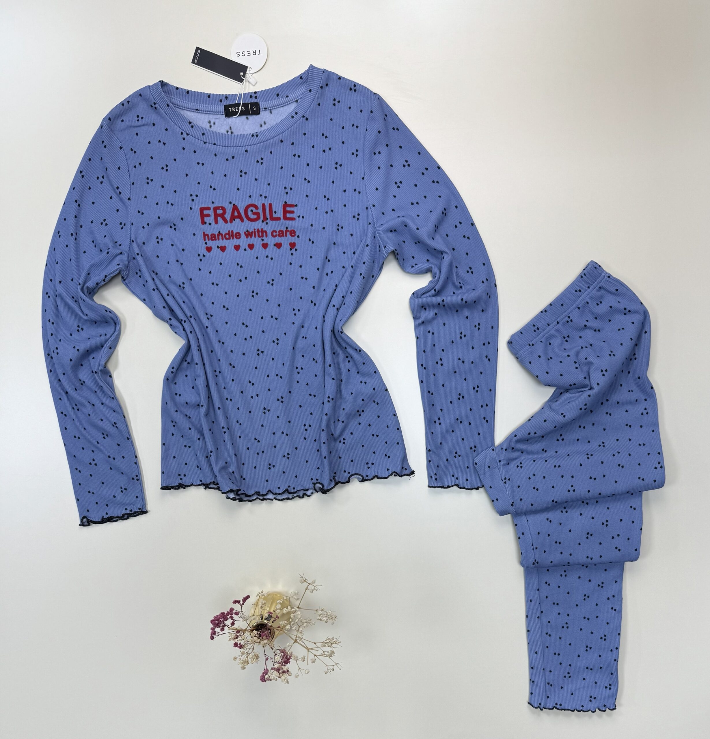 Pyjama pantalon haut manche longue " Bleu clair " – Image 2