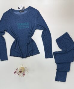 Alternative view of Pyjama pantalon haut manche longue " Bleu nuit "