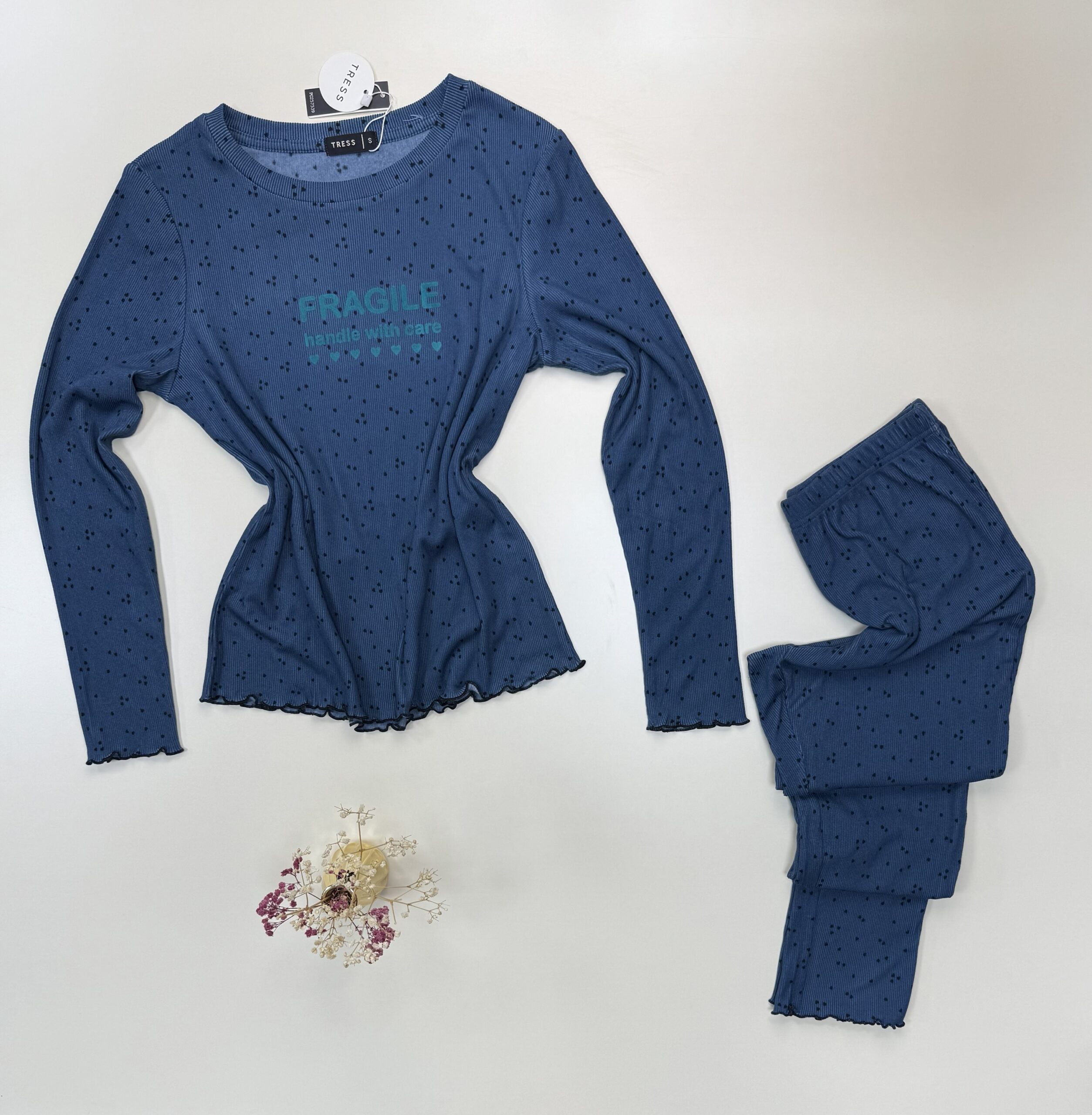 Pyjama pantalon haut manche longue " Bleu nuit " – Image 2