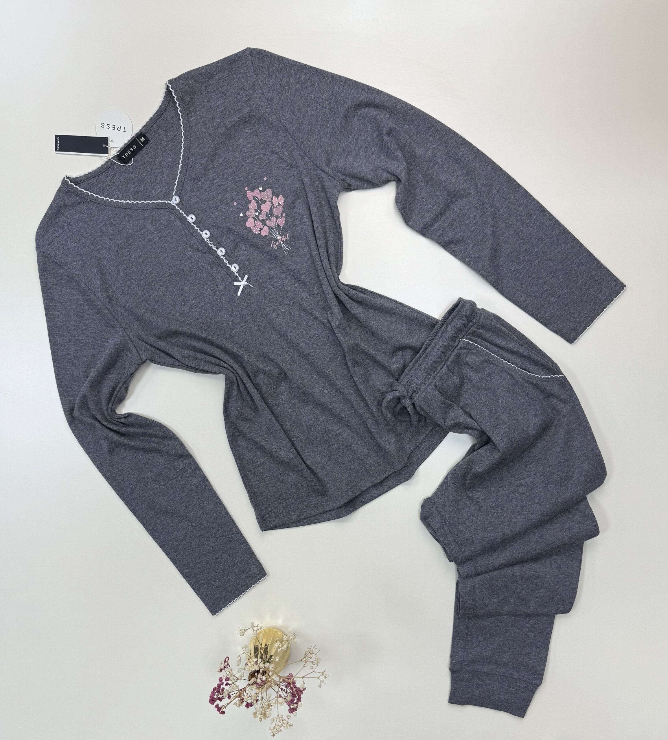 Pyjama pantalon haut manche longue " Gris "