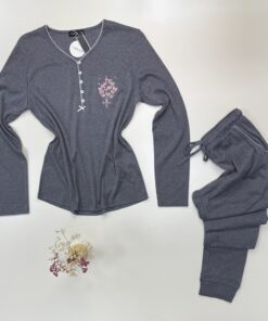 Alternative view of Pyjama pantalon haut manche longue " Gris "