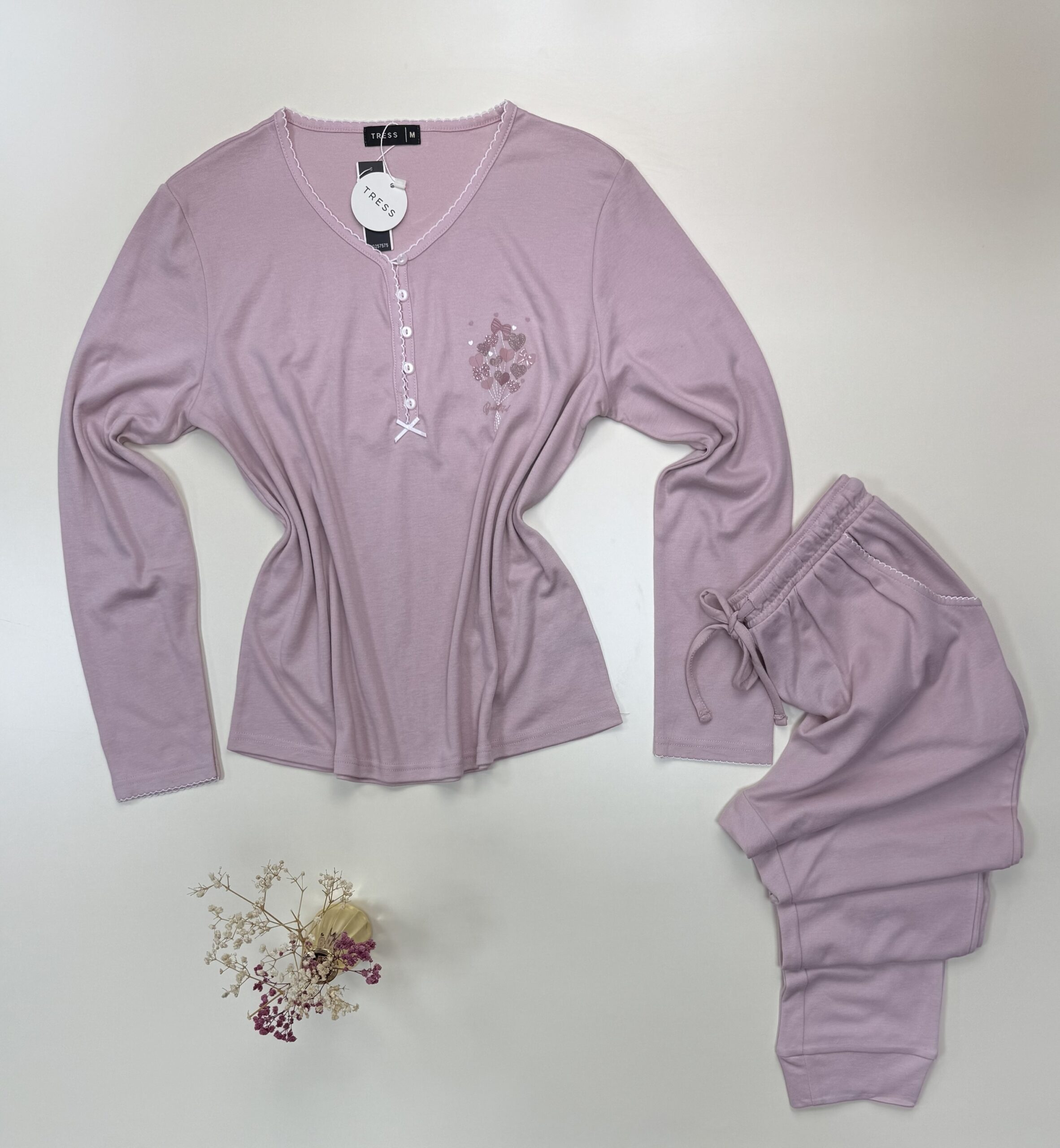 Pyjama pantalon haut manche longue " Rose " – Image 2