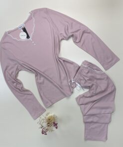 Pyjama pantalon haut manche longue " Rose "