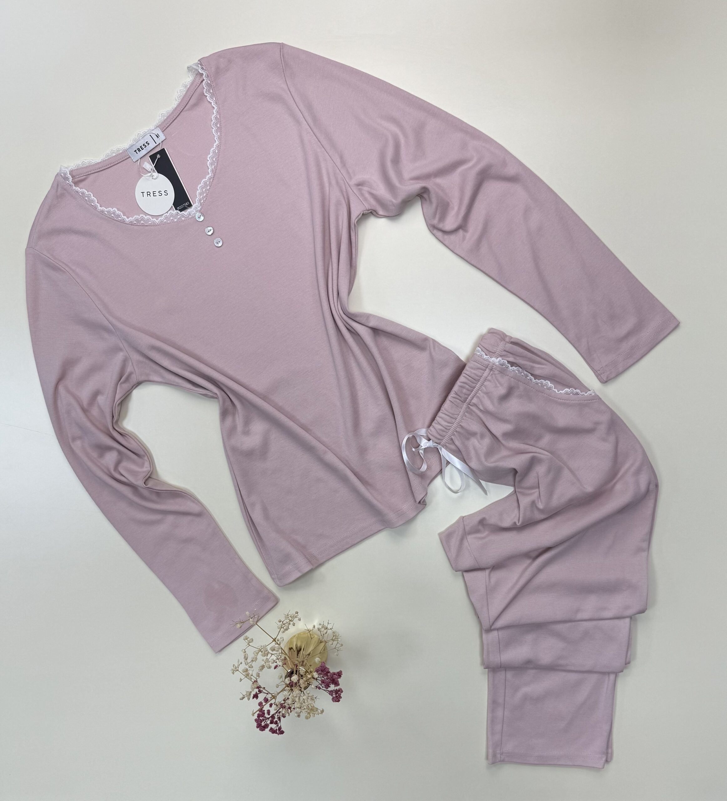 Pyjama pantalon haut manche longue " Rose "