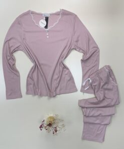 Alternative view of Pyjama pantalon haut manche longue " Rose "