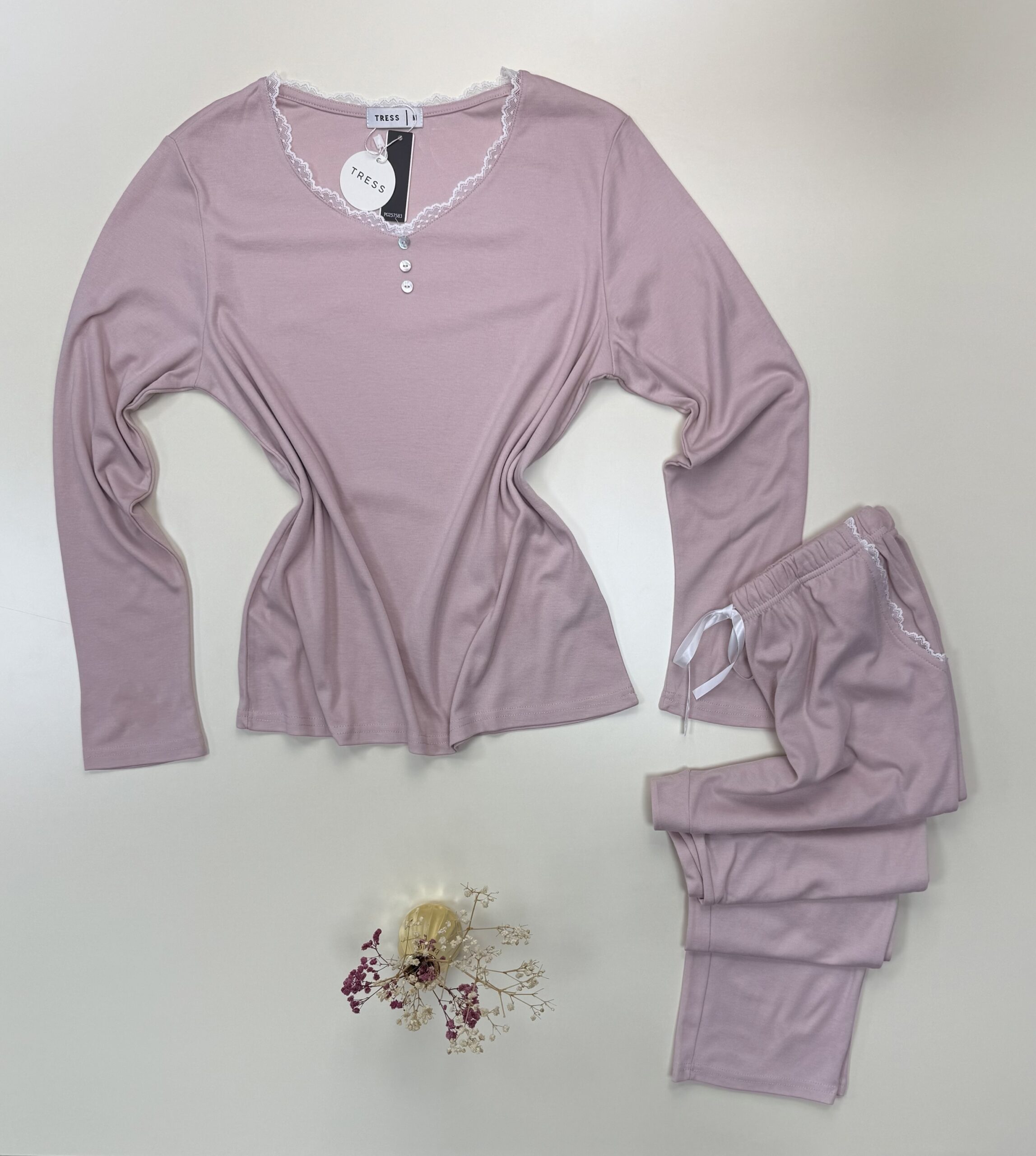 Pyjama pantalon haut manche longue " Rose " – Image 2