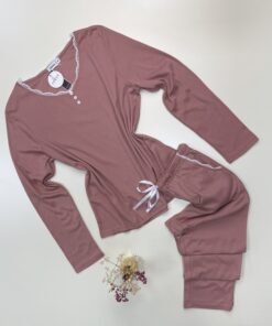 Pyjama pantalon haut manche longue " Bois de rose "