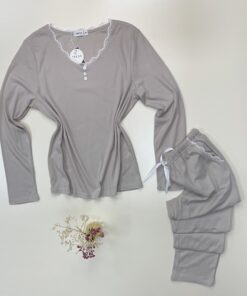 Alternative view of Pyjama pantalon haut manche longue " Beige "