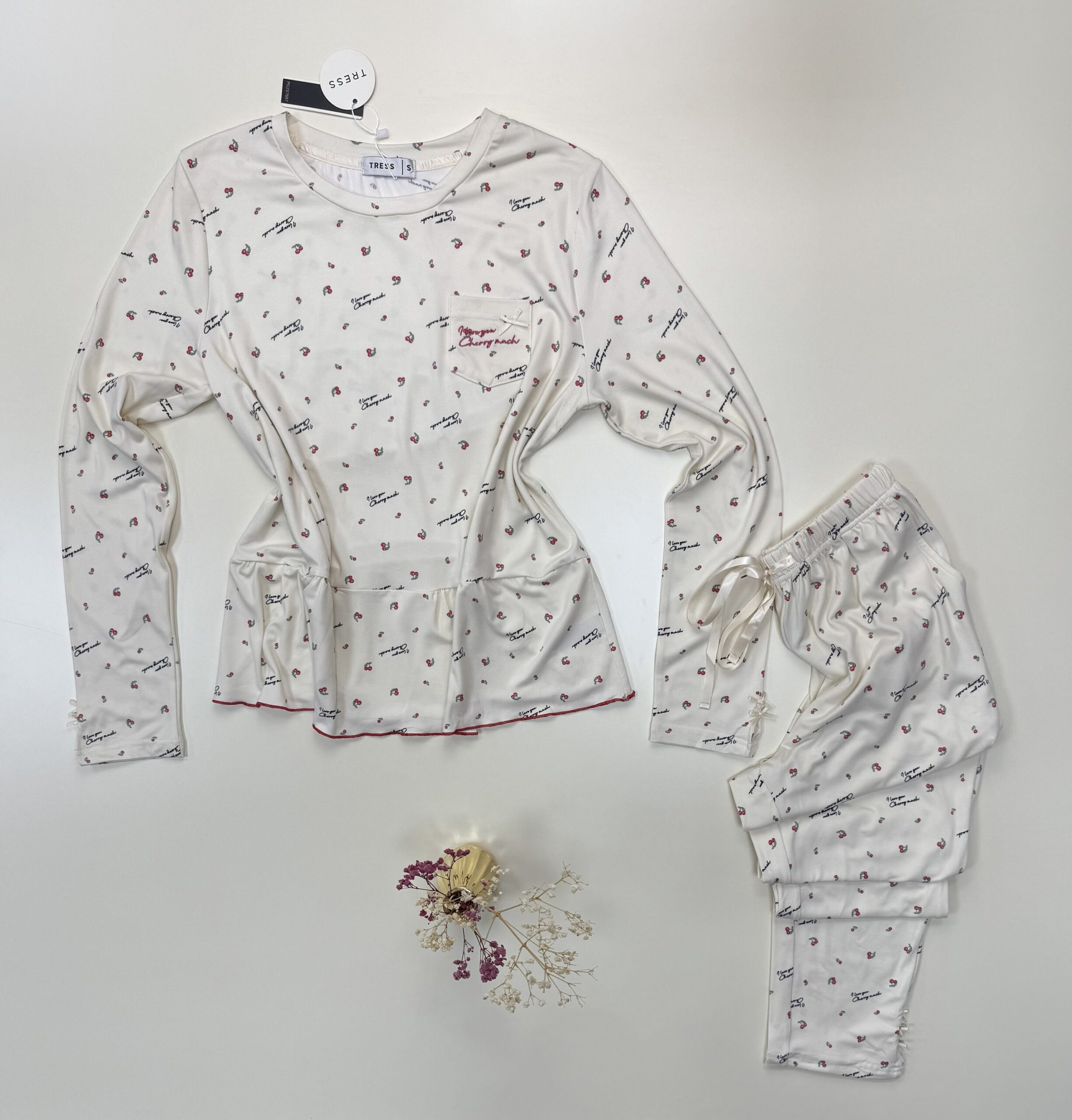 Pyjama pantalon haut manche longue " Blanc cassé " – Image 2