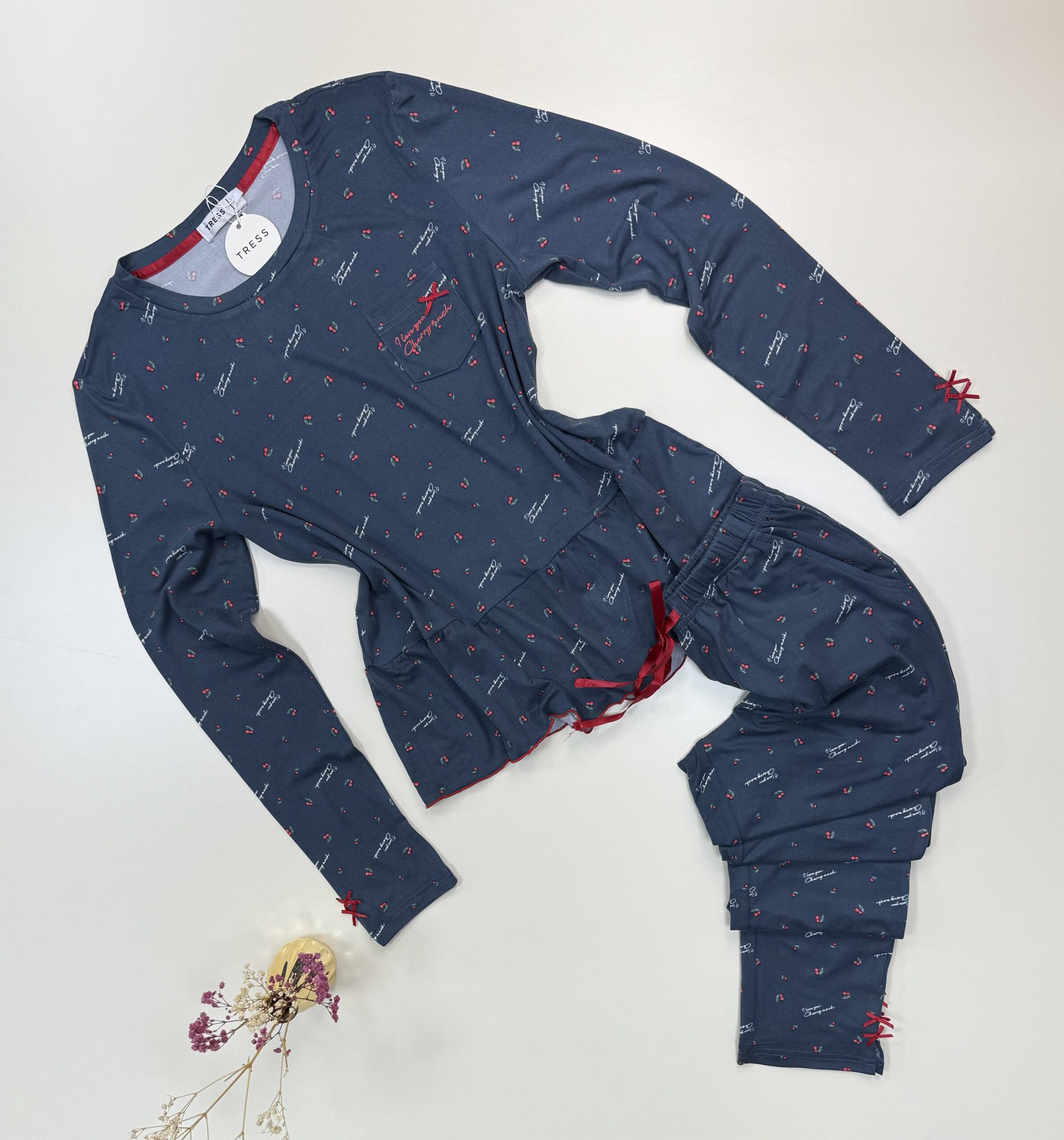 Pyjama pantalon haut manche longue " Bleu  "