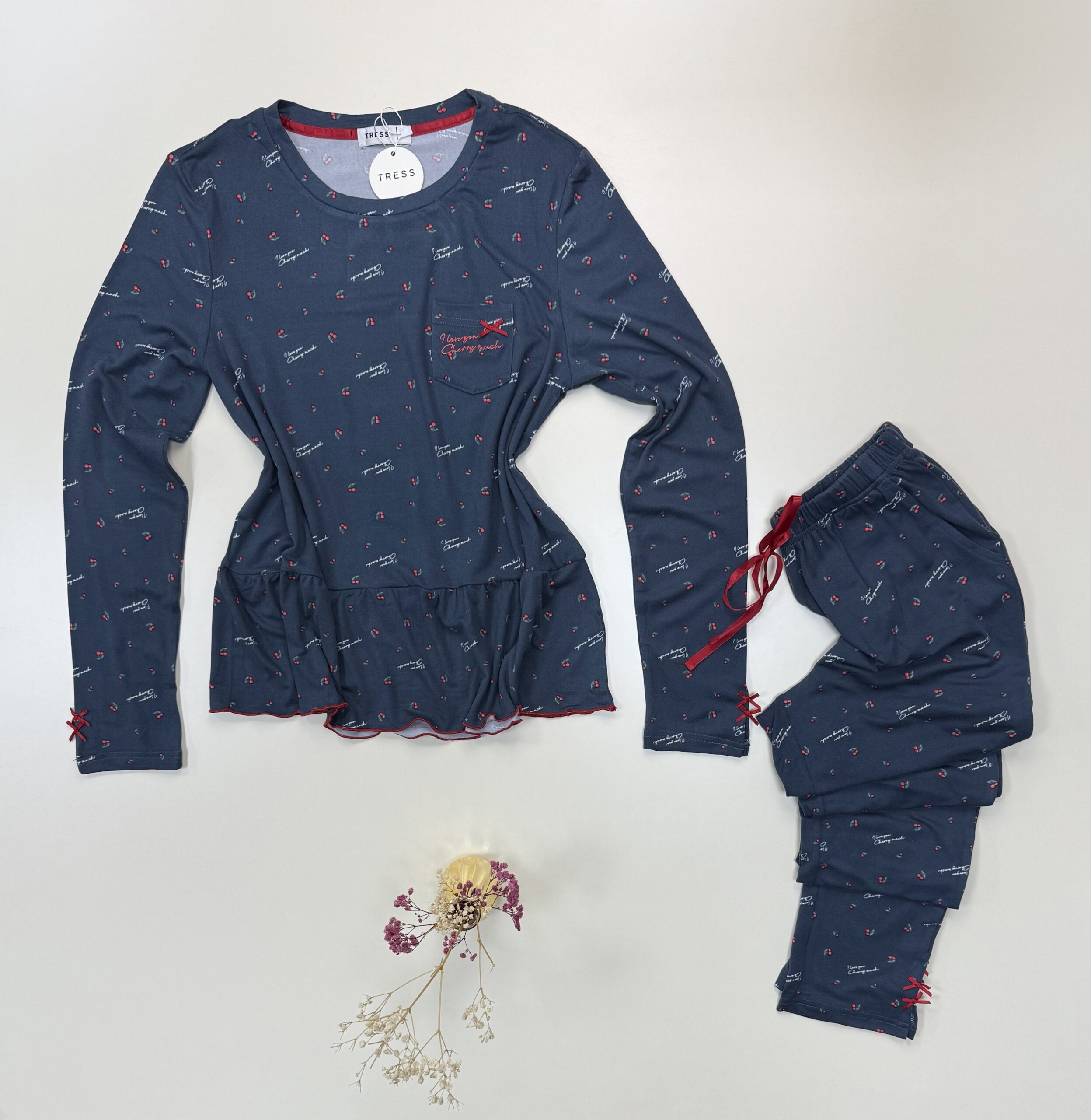 Pyjama pantalon haut manche longue " Bleu  " – Image 2