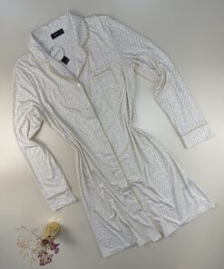 Chemise de nuit boutonné " Blanc cœur jaune "