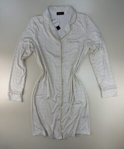 Alternative view of Chemise de nuit boutonné " Blanc cœur jaune "