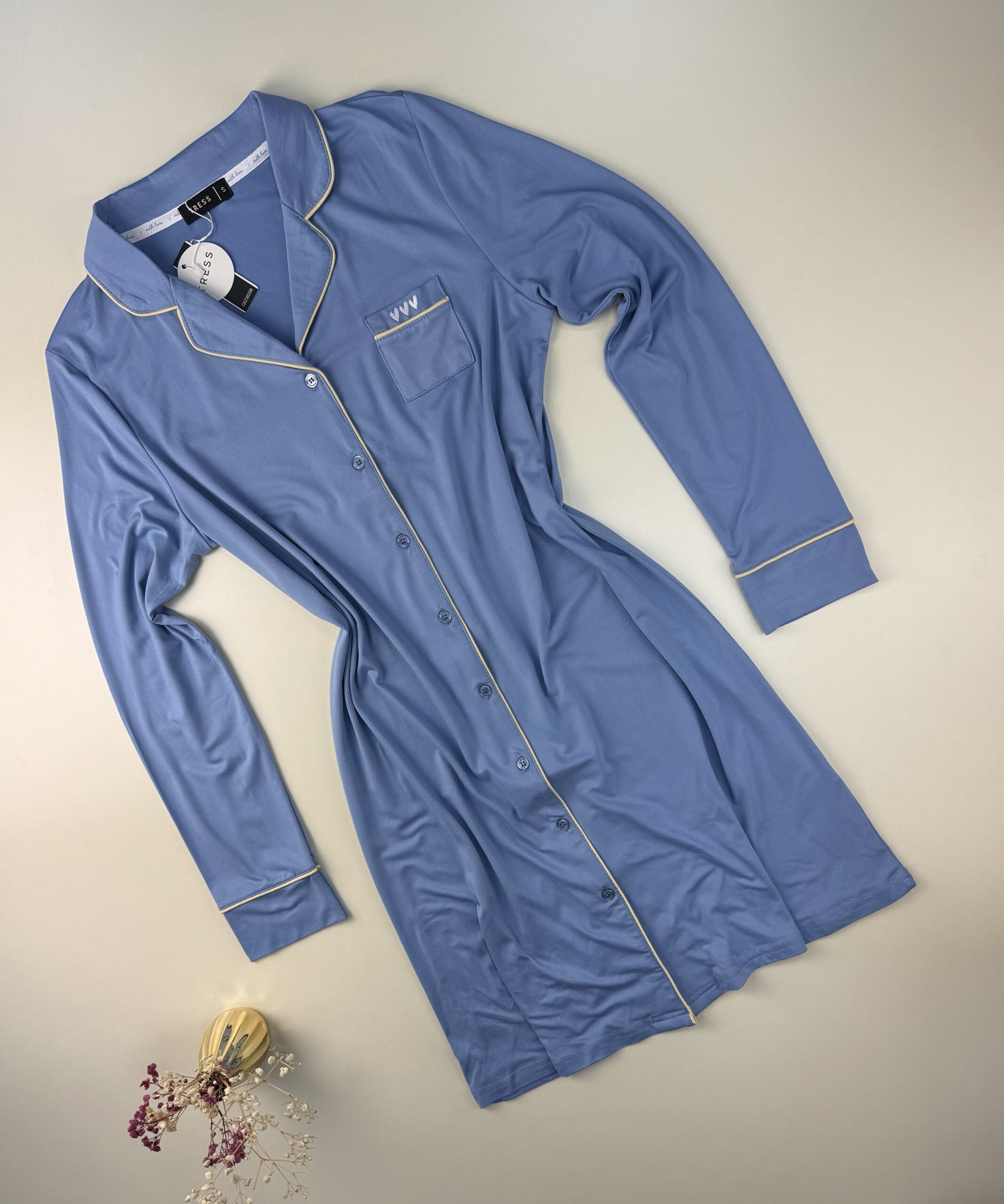Chemise de nuit boutonné " Bleu "