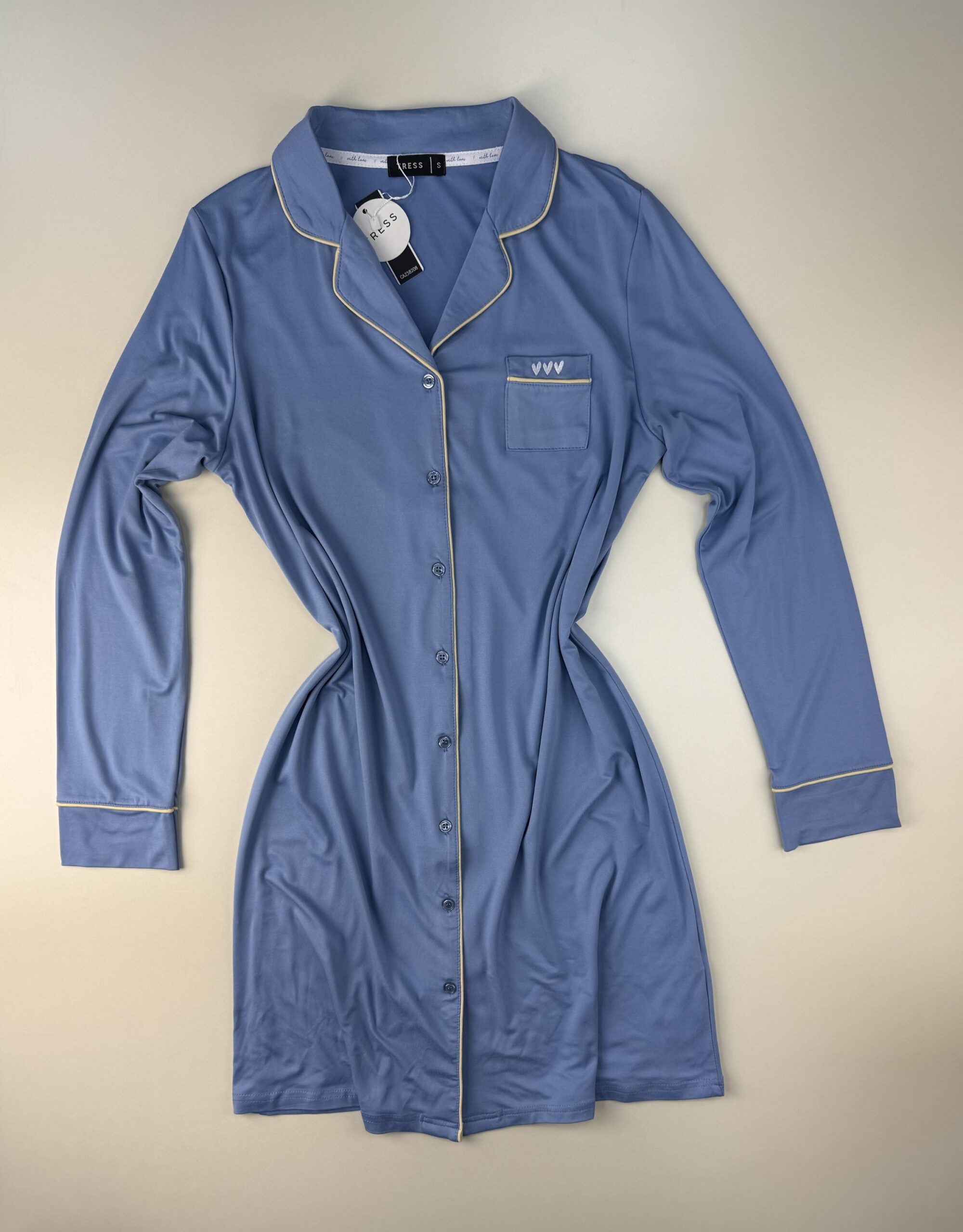Chemise de nuit boutonné " Bleu " – Image 2