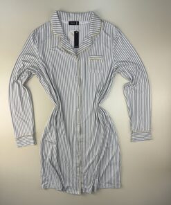 Alternative view of Chemise de nuit boutonné " Blanc a rayures "