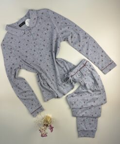 Pyjama pantalon haut manche longue boutonné " Gris "