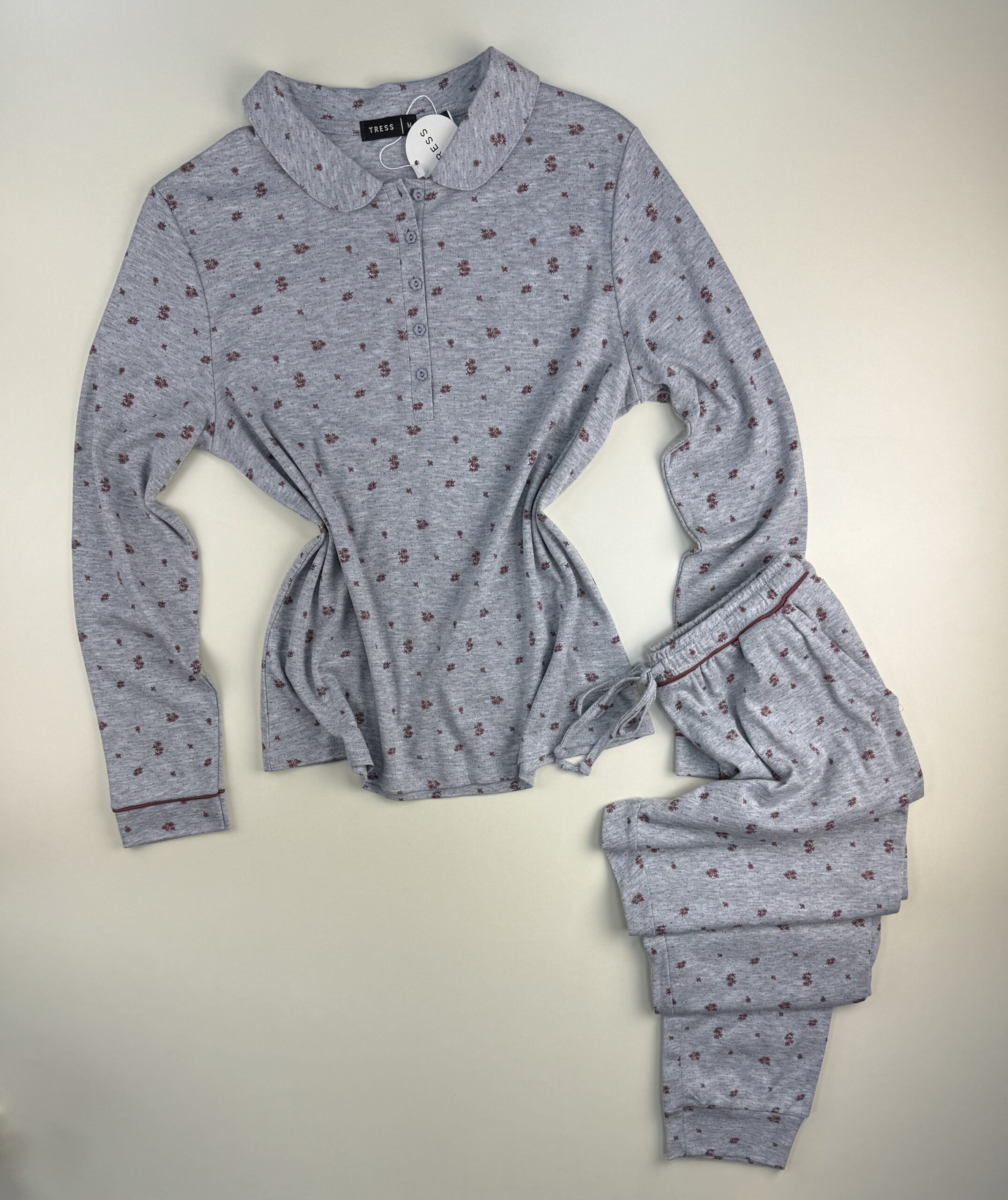 Pyjama pantalon haut manche longue boutonné " Gris " – Image 3