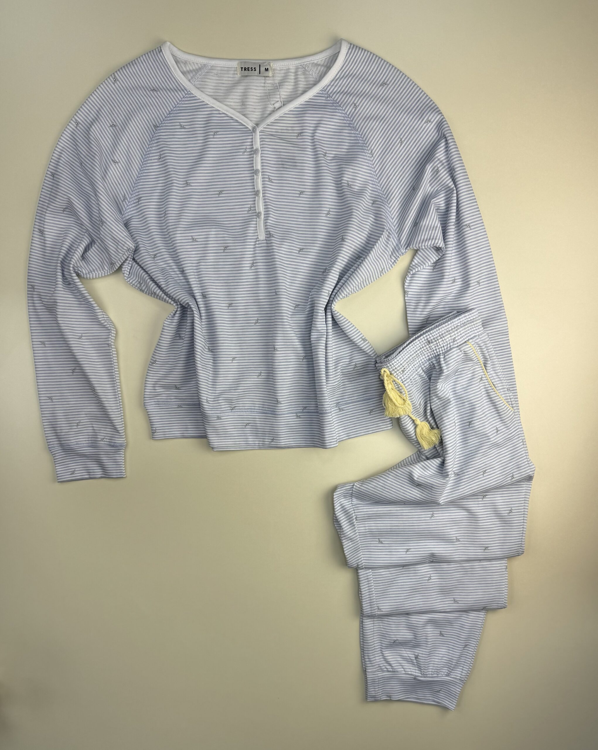 Pyjama pantalon haut manche longue boutonné " Bleu " – Image 3